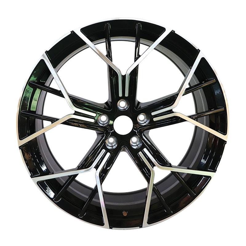 20 inch 5*120 mm black polished with silver spokes forged wheels