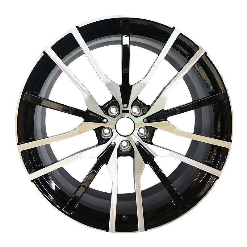 20 inch 5*120 mm black with silver spokes polished alloy wheel