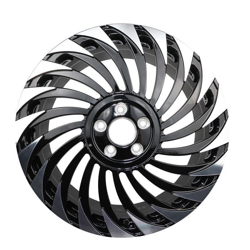 22 inch 5* 112mm angled multi-spokes black alloy wheels