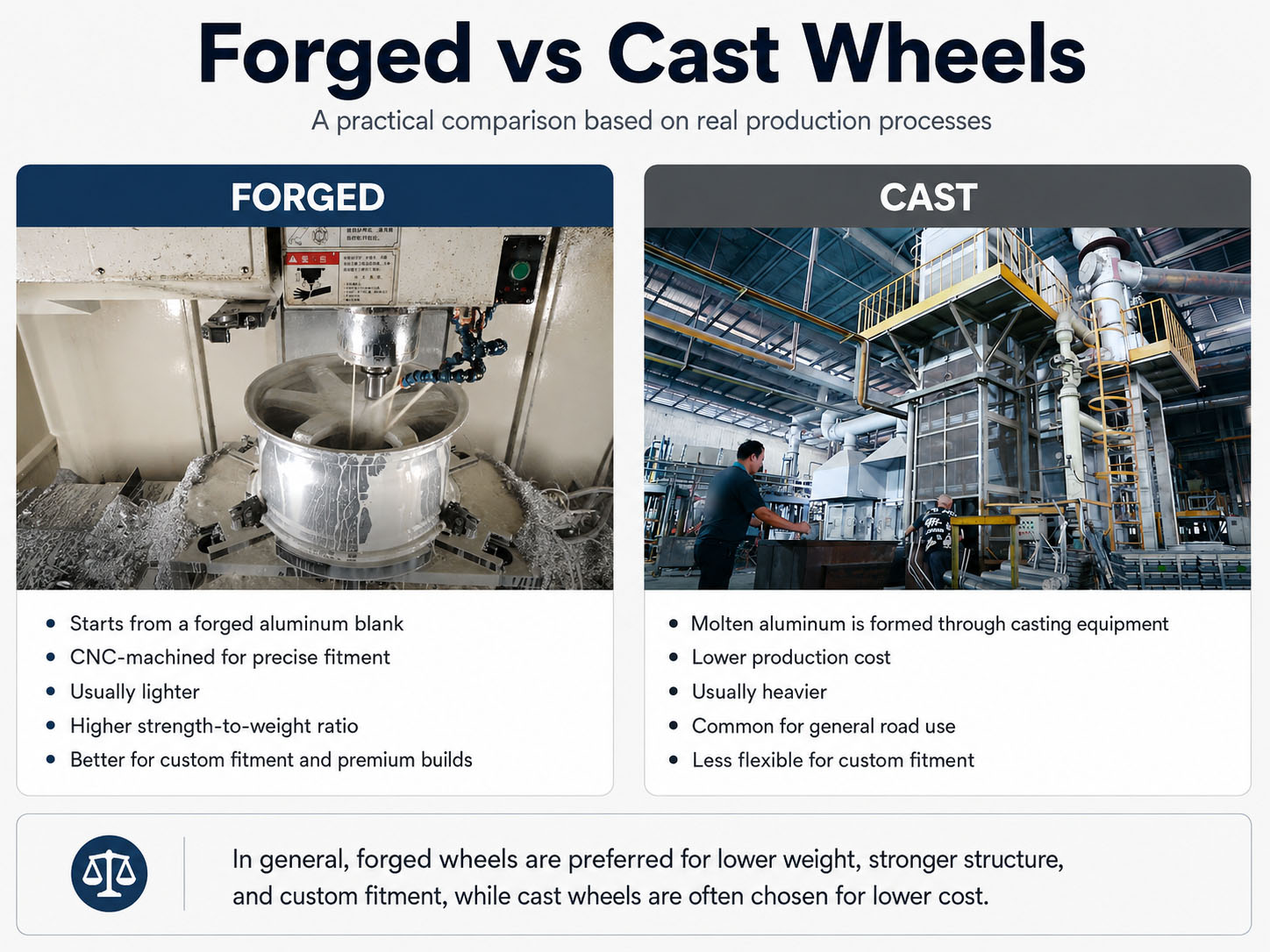 Cast vs forged wheels manufacturing comparison Cast vs forged wheels manufacturing comparison