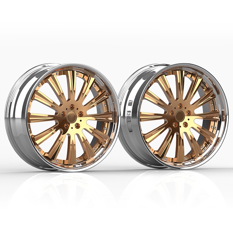 3D rendering of a custom two-piece forged wheel design